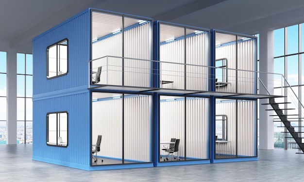 Container office setup with modular and portable workspace features